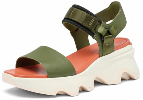 Sorel Women's Kinetic Impact Y Strap High Sandals, Utility Green/Pearlescent, 5.5 UK