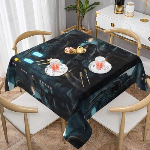 WZYWHJ Square decorative tablecloth 60x60 tablecloths coffee table cloths Washable and reusable Future Robot Prints