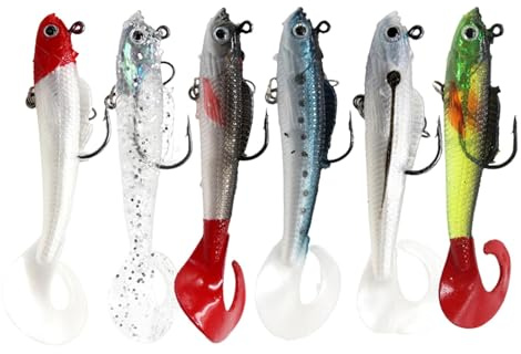 ZNDFTW 6 Pcs Pike Lures - Perch & Sea Bass Fishing Lures, Silicone Swimbait Artificial Bait