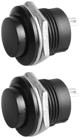 2 interruttori a pulsante momentanei neri, 12 V, 5 A, interruttore a pulsante per lavavetri e clacson, ideale per kit e auto classiche