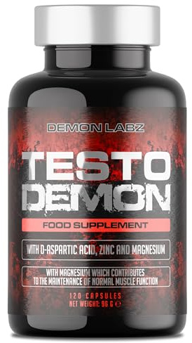 Demon Labz Testo Demon – Complexe Zinc & Acides Aminés pour hommes avec Maca, Vitamines B et Extraits Botaniques – 120 Gélules (30 Portions)
