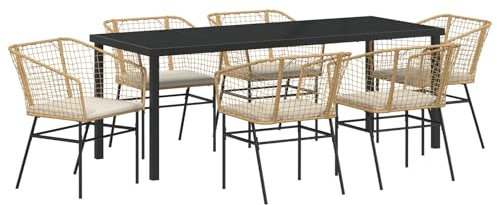 vidaXL Set da Pranzo per Giardino 7 PCS Marrone polyrattan, Giardino e Terrazza, Set Moderno da Pranzo, Mobili da Esterno, Rattan Elegante, Gruppo Estivo