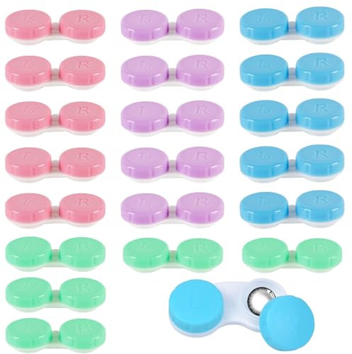 20 Stück kontaktlinsenbehälter,contact lenses case,linsenbehälter,kontaktlinsen behälter, Bunt Kontaktlinsendose,Brillenetui Tragbar,Reise-Kontaktlinsenbehälter-Set, für Zuhause und Reisen, 5 Farbes