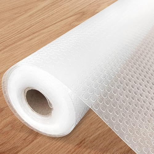Mfqire Protector Cajones Cocina,Forro de Cajón Antideslizante EVA Transparente,Alfombrilla Antideslizante Cortable para Cajones Armarios Cocina Frigorífico Estantes (30x150cm x 3 Rollos)