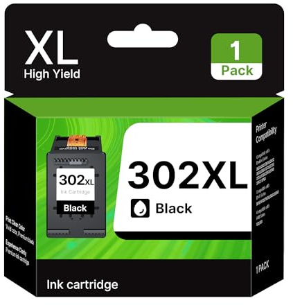 302XL Nero Cartuccia d'inchiostro per HP 302 XL per Cartucce HP 302 Nero per Envy 4520 4524 4525 4527 OfficeJet 3833 3830 3835 3831 4650 5220 5230 DeskJet 3630 3636 2130 3638 3639 Stampante (1 Nero)