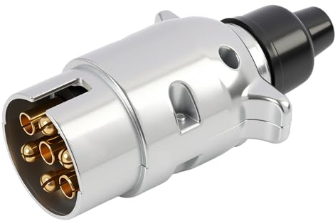 7 Broches Prise Remorque,Adaptateur Universel pour Remorque avec 4 Mâles et 3 Femelles, Connecteur Électrique 12V en Aluminium avec Protection Contre l’Humidité,pour Remorque Caravane Camion RV