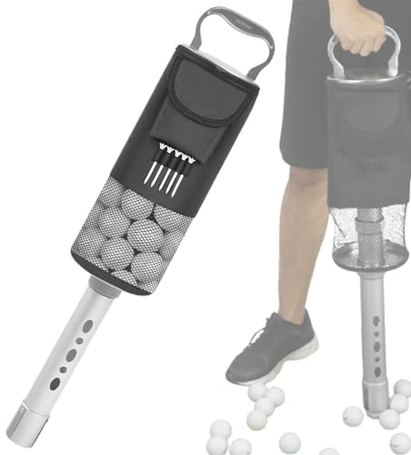Golfbollsväska – avtagbar golfboll, förvaringsväska med rör, aluminiumbollsamlare | Lättviktsrörsretriever innehåller till 80 bollar för träning träning träning körning räckvidd resor