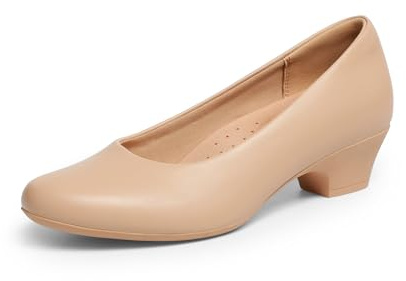 DREAM PAIRS Tjocka stängda tåklänningar för kvinnor låga blockklackar bekväma slip-on arbetspumpar bröllop vardagsskor