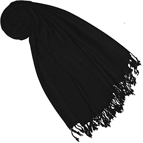 Lorenzo Cana Pashmina Schal Schaltuch 50% Kaschmir 50% Wolle vom Merino-Lamm Wolle Kaschmirschal Wollschal Damenschal Frauenschal schwarz black 7838677