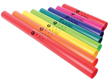 Constructive Playthings Boomwhackers Music Tubes, C to C Scale Musical Sound Tube, Classroom Instruments for Kids, Diatonic Set of 8