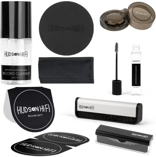 9-in-1 Vinyl Record Cleaning Kit – Anti-Static Cleaner, Carbon Fiber & Velvet Brushes, Stylus Gel, Microfiber Cloth, Mitts & Label Protector for LP Care