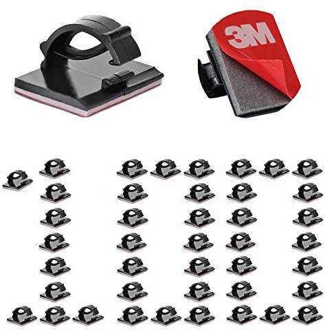 100PCS Clips Cable Durable Attache Cable Adhesif avec 3M, Rangement de Fixation Câbles, Gestion de Câble Support Organiseur de Fils Electriques Réglable pour Bureau Maison Chargeur Voiture (Noir)