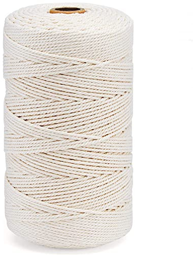 Feelmate Cotton Butchers Twine String 328 Feet 2mm Kitchen Rope String for Cooking Food Safe Crafts Bakers Kitchen Meat Turkey Sausage Roasting Gift Wrapping Knitting