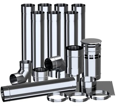 Kratki Kit di collegamento per caminetto a gas 100-150, tipo concentrato Montaggio nel camino