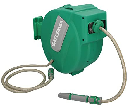 SATURNIA Enrollador Automatico Manguera Para Jardin. Recogedor Manguera Automatico, Porta Mangueras Jardin Manguera De 20 Metros