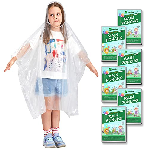 SWOGAA Disposable Rain Ponchos for Kids & Adults 6/10 Pack Extra Thick | Family Pack, Kids 6 Pack, Adults 6 & 10 Pack, Lightweight & Waterproof Emergency Ponchos for Travel & Theme Parks