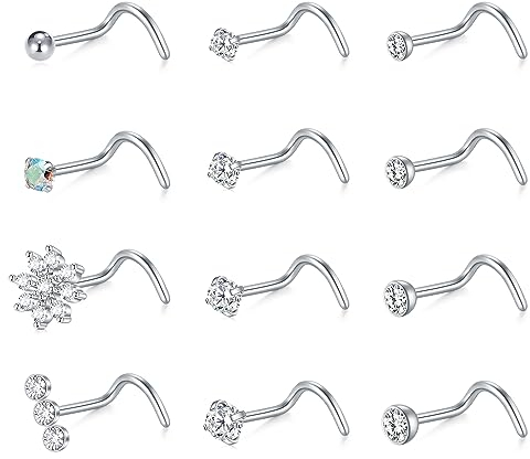 Zolure 18G Chirurgenstahl Nasenpiercing Cz Silber Nasenstecker Nostril Piercing Stecker Stecker Für Damen Herren