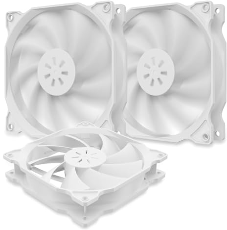 upHere gaming 3 PIN pc lüfter 120mm gehäuselüfter,extrem Leise 3 Pack Weiß/12WT3-3