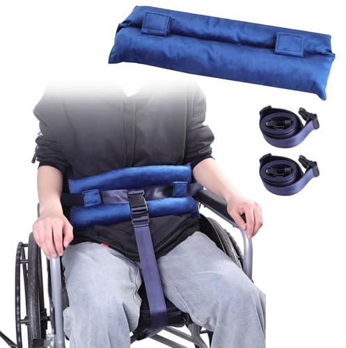 Wheelchair Safety Straps, Chest Harness and Seat Belt for Seniors - Thick Padded Waist Belt with Adjustable Straps, Wheelchair Restraints for Elderly, Patients, or Disabled Adults to Prevent Sliding