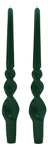 Cereria Di Giorgio - 4 Candele artigianali con spirale Voluta - Diametro 2.2 cm Altezza 30 cm - Colore Verde scuro - Durata 10 ore