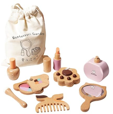 CoudarTitie Coffret de Maquillage pour Enfants, Coiffeuse En Bois Lavable, pour Jouer à Faire Semblant avec Un Maquillage de Fille, Cadeau Idéal pour Les Enfants.