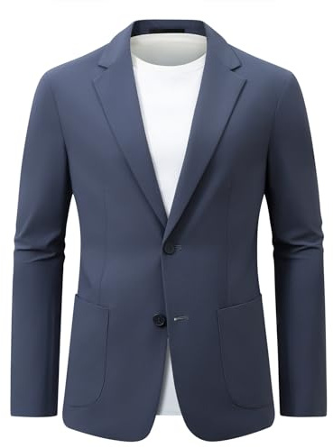 Allthemen Blazer Elasticizzato Uomo vestibilità Regolare Giacca con Bottoni Traspirante in Estate Suit Jackets Formal Blu Scuro L