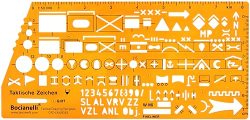NATO OTAN Symboles Militaires des Troupes Trace Gabarit Normographe Armée Tactique 1: 50000 échelle Carte Topographique Dessin Technique Traçage Illustration