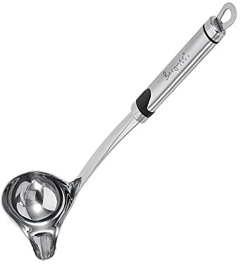 BERGNER Gizmo | Louche à Sauce | en Acier Inoxydable Robuste | Louche pour Servir la Sauce contenance 40 ML avec Anneau de Suspension | Manche Ergonomique | Taille 29 cm, Argent