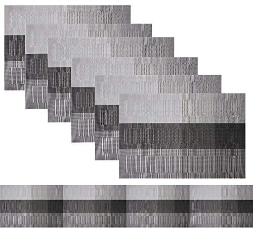Famibay Tischläufer und Platzsets Tischläufer 180 Lang Tischläufer Schwarz Abwaschbar Kunststoff Platzdeckchen 6er Set