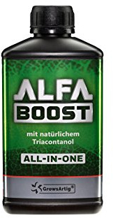Growsartig ALFA Boost All-IN-ONE växtförstärkare med triacontanol 0,5 liter. För blomning, tillväxt och rot. Ökar avkastningen. Biocertifierad.