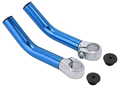 Handlebar Grips, Aluminum Alloy Horns Grips with Ends Plugs for 22.2mm/0.9in Handlebar(Blue)