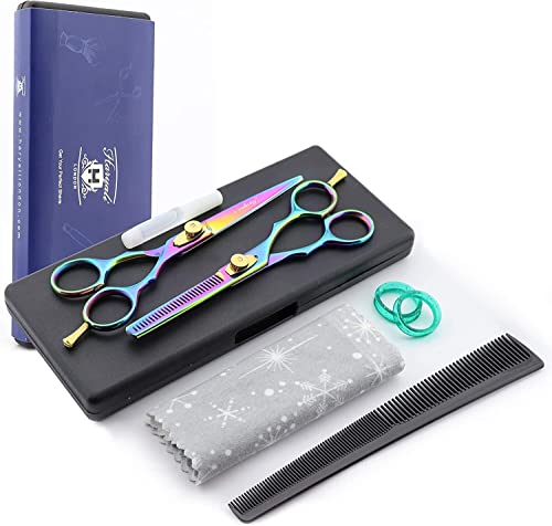 Haryali London Multi Professional Friseurscheren-Set mit Kamm, Ölflasche und Tuch, 15,2 cm, Lieferung in schwarzer Box