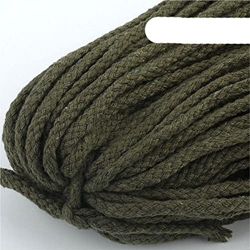 5yards / Lot Bunte 5mm Baumwollschnur Twisted Rope Hochfestes Makramee DIY Textile Craft Woven String Home Decoration Touw-18 Armee grün