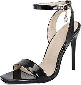 Escarpins sexy à bout ouvert pour femme avec talon haut de 11 cm - Escarpins pour femme - Grande taille z8818s, Noir , 39 EU