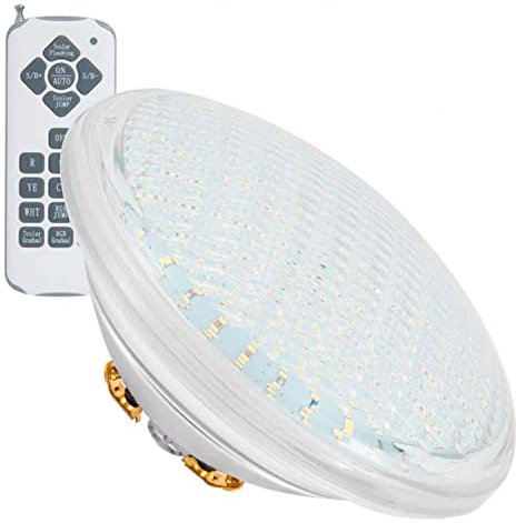 Todoeléctrico Bombilla LED para Piscina, Empotrable, Impermeable y Sumergible PAR56 18W RGB IP68 12V AC con mando control remoto