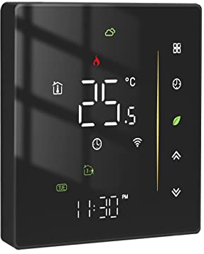 MOES WLAN Smart Thermostat, Warmwasser Thermostat Fussbodenheizung, Programmierbar Raumthermostat Für 5A, Schwarz Heizungsthermostat Tuya/Smart Life APP, Alexa/Google Home Sprachsteuerung