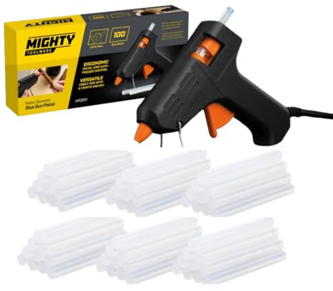 Aspect Hot Glue Gun Mini Fireproof Kit with 100 Glue Sticks 7mm, 20W Fast Heating, DIY for School Christmas Crafts, Tool, Home Repairs, Cardboard, Plastic and Glass Pistol Design, Christmas Gifts