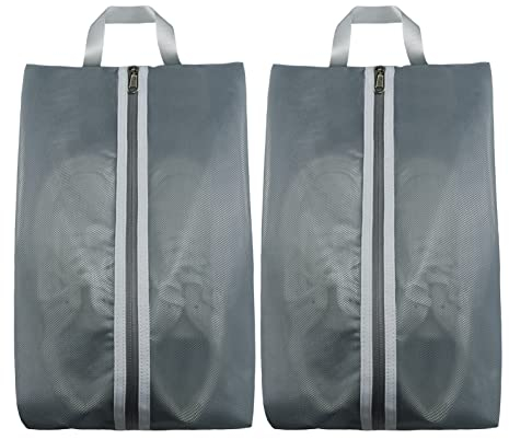 Moyad 2 Stück Schuhtasche Reise Schuhbeutel Große Schuhtaschen mit Reißverschluss Schuhorganizer Wasserdicht Aufbewahrungstasche Tragbar Transparent Schuhsack Reisezubehör Essentials für Männer Grau