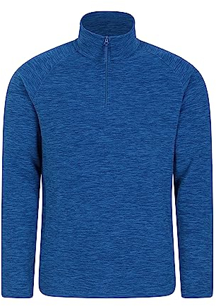 Mountain Warehouse Snowdon Mens Micro Fleece Top - Warm, Breathable, Quick Drying, Zip Collar Fleece Sweater, Soft & Smooth Pullover - For Spring Summer, Travelling, Walking Cobalt M