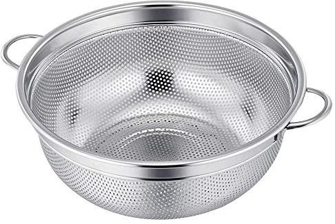 Sieb, Joyfair Edelstahl Klein Nudelsieb Küchensieb mit Griffen, Ø21cm Metall Mikroperforiertes Abtropfsieb für Küche/Nudeln/Gemüse/Früchten, Robust & Ungiftig, Spülmaschinenfest