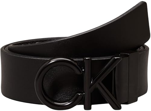 Calvin Klein Cinturón Hombre Metal Bombe Mono reversible, Negro (Ck Black Smooth/Classic Mono), 115 cm