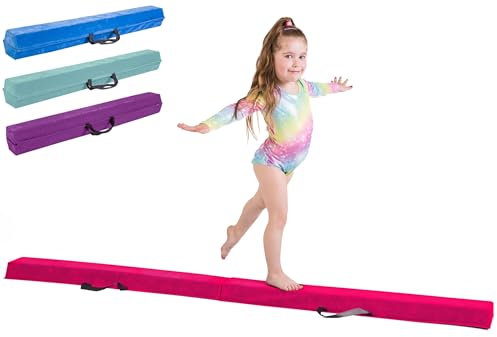 Poutre gymnastique pour enfants - 210/240/270/300cm - Équipement d'équilibre incroyable pour les enfants à la maison - Faux suède, mousse EVA haute densité - Cartes Flash, sangles de transport