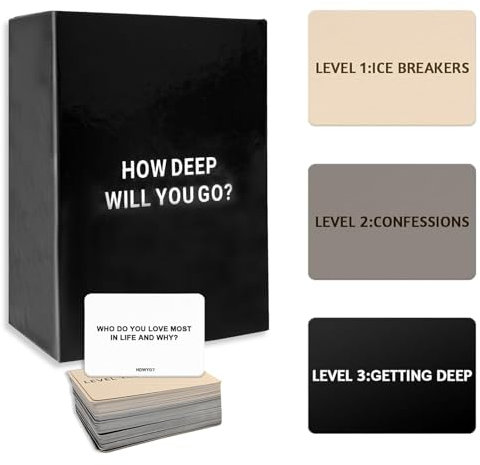 How Deep Will You Go Card Game, 99 Icebreaker Card Game, Kartenspiel mit Tiefgründigen Gesprächen, How Deep Will You Go? Spieleabend Question Card Game für Erwachsene