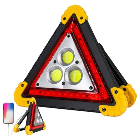 Doiyislem Led varningstriangel,triangulär led säkerhetsskylt | Snabbladdning hopfällbara vattentäta trianglar lampor | Ljusa iögonfallande säkerhetsreflektorer och skylt Lätt och bärbar