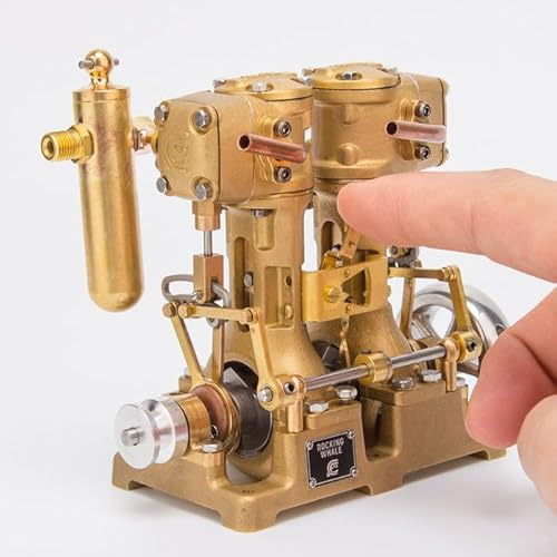 NULA RW-L2 6CC Steam Engine Model That Works – Mini Inline Double Cylinder Reciprocating Metal Engine for 70–130cm Steamships, Forward & Reverse Function Science Kit for Adults