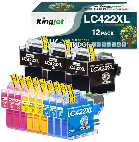 KINGJET LC422XL LC422 XL Cartucce compatibili con Brother LC422 LC422XL LC-422XLVAL Cartucce per stampante per Brother mfc-j5340dw, MFC-J5740DW MFC-J6940DW MFC-J5345DW MFC-J6540DW (confezione da 12)