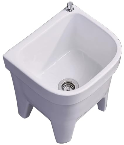 Évier à linge utilitaire avec drainage à une touche, grand évier en céramique pour buanderie, garage, studio d'art, serre