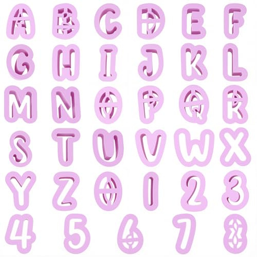 SUNNYCLUE 1 caja de 35 cortadores de Galletas con Letras Y Números, Cortadores de Arcilla con Letras, Alfabeto de Plástico de la A A la Z Y Moldes con Formas de 1 a 8, juego de Herramientas para Manua
