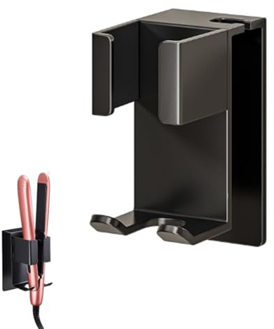 Glätteisen Halterung, Föhnhalter Wand, Glätteisen Halterung Ohne Bohren,Edelstahl Fönhalter Ohne Bohren, Glätteisen Halterung und Bohren Föhn für Bad Wandmontage Selbstklebend