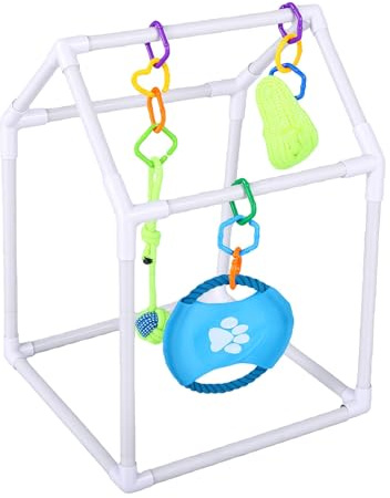 Xiuganpo Gimnasio de Juegos para Perros, Ensamblaje sin Herramientas, Juguetes Extraíbles, Construcción Segura de PVC, área de Juegos para Enriquecimiento para Cachorros, Centro de Actividades para